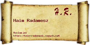 Haim Radamesz névjegykártya